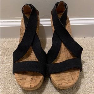 Lucky Brand Midge Canvas Cork Sz 8.5 SlipOnWedges